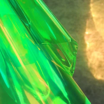 0.15 mm TPU de la Tela del PVC de color Verde Fluorescente Impermeable DIY Ropa Reflectante Impermeable Bolsas de Decoración Láser de Plástico Diseñador de la Tela