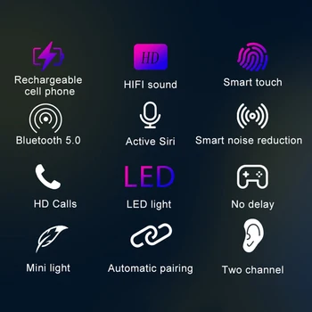 1 Par TW80 Bluetooth 5.0 Auto de Vinculación TWS Estéreo LED Digital de la Pantalla En la Oreja los Auriculares Inalámbricos Auriculares con Caja de Carga