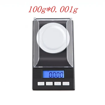 100 g 0.001 g LCD Digital de la Joyería de las Escalas de Laboratorio de Peso de Alta Precisión de la Escala de Uso Medicinal Portátil Mini Balanza Electrónica, luz de fondo