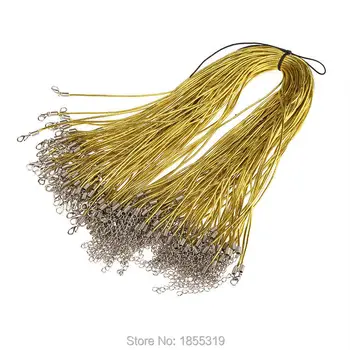 100Pcs 1.5 mm de Oro de Cera de Cuero de los Cables de las Cadenas de Collar de Cuerda de Broche de Langosta de Cuerda de Accesorios Para la Fabricación de Joyas 18inches