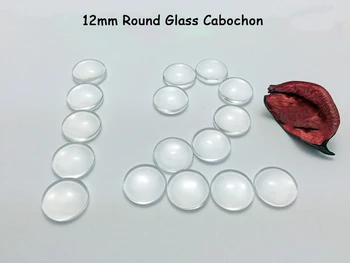 100pcs 12mm Ronda de Vidrio Cabochon Transparente Vidrio Transparente Cameo Cubierta de Taxis para el BRICOLAJE Encantos Colgante Collares de la Joyería