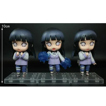10cm 3pcs/lot Q TIPO de Anime Naruto Byakugan Hyuga Hinata PVC Figura de Acción Modelo de la Colección de Juguetes