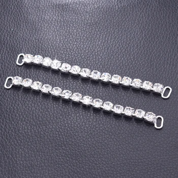 10pcs 10.3 cm de longitud de diamante de imitación de Bikini Conectores SS28 de 5 mm de cristal de strass de la Hebilla Para el Desgaste de la Natación plateado BK-43