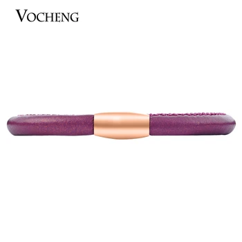 10pcs/lot Sinfín de Encantos Intercambiables de color Púrpura Pulsera 4 Tamaño de Acero Inoxidable Broche Imán de piel de Oveja de la Joyería VC-121*10