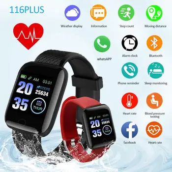 116 Plus Smart Bluetooth del Reloj del Deporte de los Relojes de Pulsera de Salud de la Frecuencia Cardíaca de Fitness Pulsera Podómetro IP67 resistente al agua Reloj de los Hombres