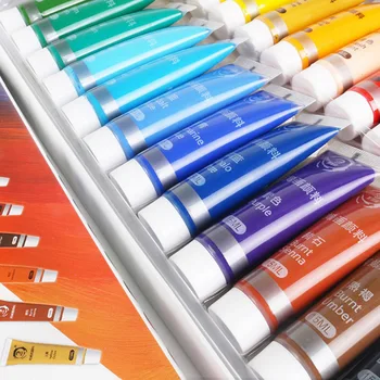 12/24 Colores 15ML Pintura Acrílica Establecer el Color de la Pintura Para Tela de la Ropa de Uñas de Cristal Dibujo Pintura Para Niños Impermeable, materiales de Arte