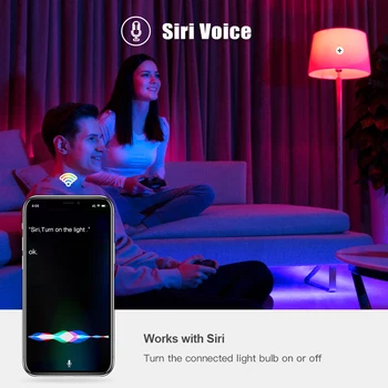 12W Bluetooth Smart de la Luz de Bulbo de E27 LED RGB Lámpara de Trabajo con Siri Dohome Control de los 90-250V RGB+Blanco+Blanco Cálido Regulable Magia de la Bombilla