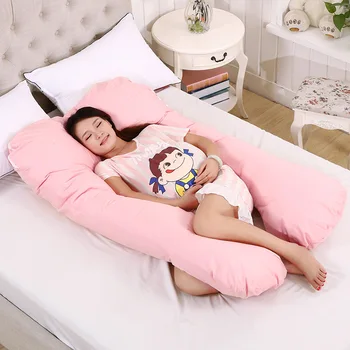 130x70cm Mujeres Embarazadas Fundas de almohada Cama para Dormir Algodón Embarazo en forma de U Almohada Cubierta del Lado de los Durmientes SIN RELLENO