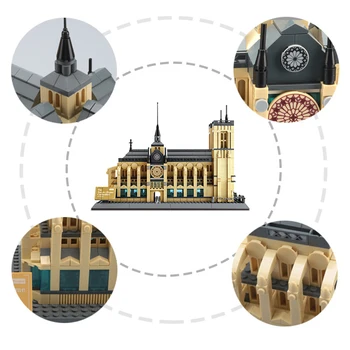 1380PCS de la Arquitectura de la Catedral de Notre Dame de Bloques de Construcción de Modelo de Famosos del Mundo de la Arquitectura Compatible de la Ciudad de los Ladrillos de Juguetes Para los Niños