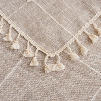 140*260 INS Estilo Mantel a Cuadros Decorativos Manteles de Lino Con Borla Rectangular de la Boda Mantel de la Cubierta de Textil de Hogar