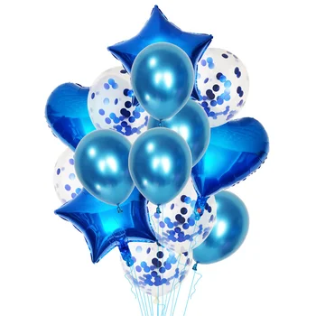 15pcs estrellas el amor de papel de aluminio paquete de globos metálicos de lentejuelas globo de látex combinación evento de boda suministros para fiestas de cumpleaños de