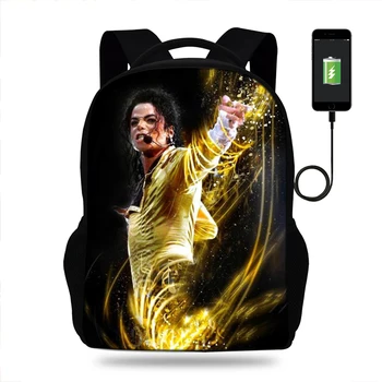 17inch de Alta Calidad Michael Jackson USB para Cargar las mochilas de los Estudiantes de la Escuela Mochila de Niñas y Niños de la Mochila de Regalos