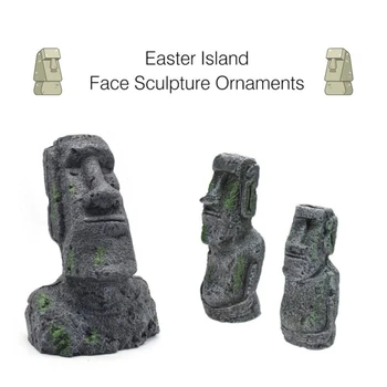 1pc de la Isla de Pascua Moai Monolito Estatua de Resina Antiguo Tanque de Peces de Acuario Decoración Adornos de Escritorio