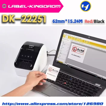 2 Rollos Compatible DK-22251 Rojo/Negro Doble Etiqueta de Color 62mm*15.24 M DK-2251 Continua de la Etiqueta Vienen Con soporte de Plástico