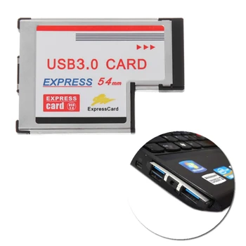 2 de Doble Puerto USB 3.0 HUB Express Tarjeta ExpressCard Oculto 54mm Adaptador para el ordenador Portátil