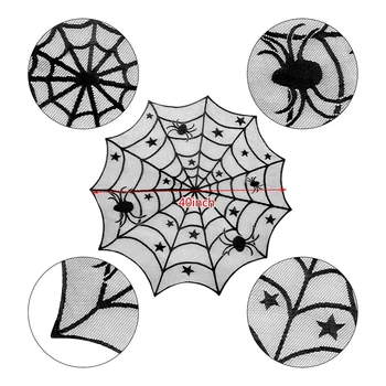 2 piezas de Halloween de Encaje de tela de Araña Mantel 54 X72 Pulgadas Rectangular 42 Pulgadas Ronda para la Fiesta de Halloween de la Tabla de Halloween Decoración Negro