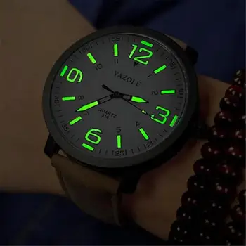 2018 Luminoso Cuero de la PU de los Hombres Relojes de Lujo de los Hombres Militares de Cuarzo Ejército Relogios Reloj de Pulsera que brilla en la Oscuridad