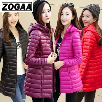 2019 Algodón Abrigo de las Mujeres de la moda de Corea sección larga chaqueta de algodón de gran tamaño de la sección delgada de bajar de peso de algodón de las mujeres de invierno