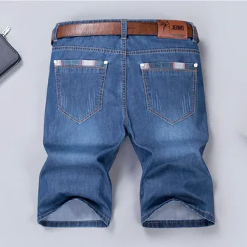 2019 CHOLYL de los Hombres pantalones Cortos de Mezclilla de Buena Calidad a Corto pantalones Vaqueros de los Hombres de Algodón Sólido Recta Corta Jeans Macho Azul Casual Corto Jeans 28-38