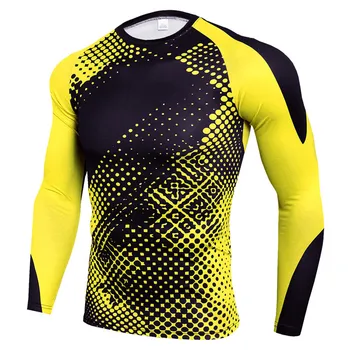 2019 Gimnasio de MMA con Camisa de los Hombres de Licra de Compresión de Manga Larga Camisetas de Gimnasio camiseta Impreso en 3D de Entrenamiento Camiseta de Deporte Tops