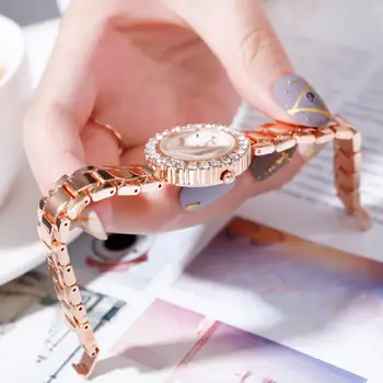2019 Mujeres Relojes de Oro Rosa Pulsera de Lujo del Cuarzo de las Señoras Reloj de Pulsera para las Mujeres de diamantes de imitación Reloj de Relogio Feminino