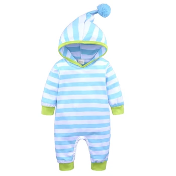 2019 Otoño de ropa de bebé de manga Larga con Capucha ropa para bebés de la franja azul bebé niño niña conjunto de ropa de bebé recién nacido Trajes de ppy-320