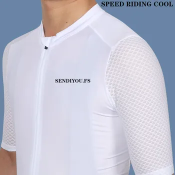 2019SENDIYOU.FS blanco ligero equipo de pro cycling jersey de las mujeres de los hombres de manga jersey de ciclismo ropa de motocross jersey de Poliéster