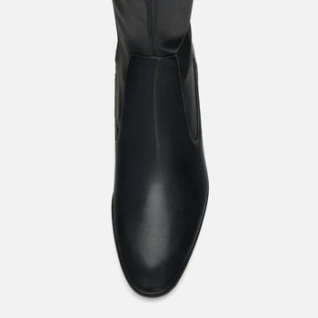 2020 Botas de Cuero de Mujer de Metal Cuadrado Tacón botines para las Mujeres Señoras de Moda Otoño Invierno Zapatos de Mujer Botas de color Negro de las Mujeres