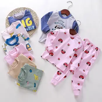 2020 Niños Pijamas de Algodón Conjuntos de Abrigo de Invierno Cálido de las Niñas de Bebé Ropa de Niños ropa de dormir de los Niños de la Historieta de Manga Larga Tops Pantalones 2pcs