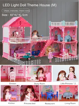 2020 Nueva Princesa de la Casa de las niñas del presente bebé simulado villa juguete Castillo de la Princesa de cumpleaños regalo de la Casa Rosada Muñeca tema de la casa