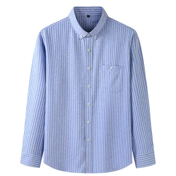 2020 Primavera y Otoño Nueva de Gran tamaño 7XL 8XL 10XL de los Hombres camisa de manga larga casual de negocios de Oxford de rayas de la camisa de los hombres