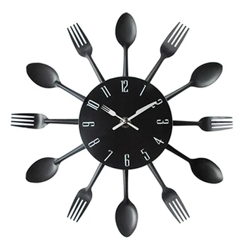 2020 Vajilla De Cocina De Metal Reloj De Pared Cuchara Tenedor Creativo Montado En La Pared De Cuarzo Relojes De Diseño Moderno Decorativo Horloge Murale