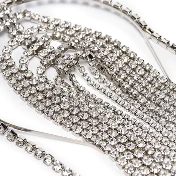 2020 de Lujo de diamantes de imitación de Larga Borla de Pelo Cadena de Accesorios de la Joyería para las Mujeres Exagerada de Cristal Tocado de Novia con Diadema Cadenas
