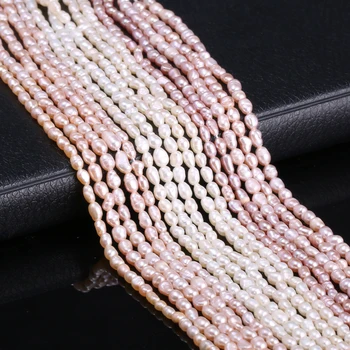2020 de agua Dulce Natural de la Perla de Arroz en Forma de Perlas de Perlas de Encanto de Decisiones Para la Joyería de la Pulsera del Collar de Regalo de los Accesorios de Tamaño de 3-4mm
