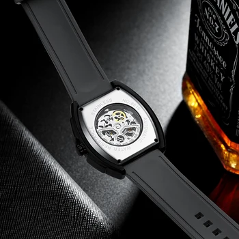 2020 newAILNG reloj de los hombres de negocios hueco luminoso de alta gama de marca en forma de barril de los hombres mecánicos automáticos del reloj