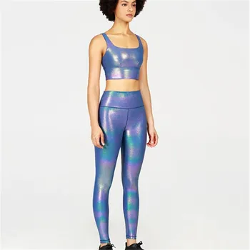 2020 serie de yoga para las mujeres la conformación transpirable de color sólido de brillo nacarado de yoga desgaste traje de deporte de correr de fitness yoga desgaste