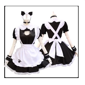 2020 verano Negro Lindo Gato Maid Lolita Vestido de Trajes de Cosplay Traje para las Niñas de la Mujer Camarera Camarera de Fiesta Trajes de Escenario