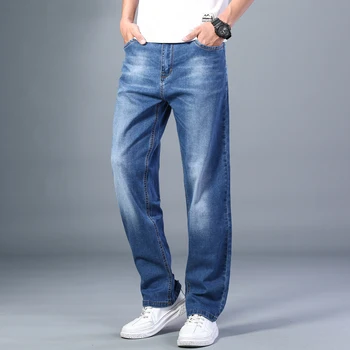 2020 verano nuevos Hombres de la luz azul rectos delgados pantalones vaqueros de estilo clásico de Algodón de alta calidad Avanzada Estirar los pantalones Sueltos masculina de la Marca