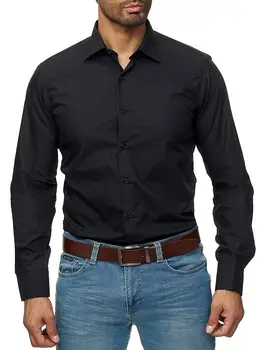 2021 Camisa de algodón de manga larga para hombre, ropa Sociales informales, ajustada, de negocios, de color blanco y negro