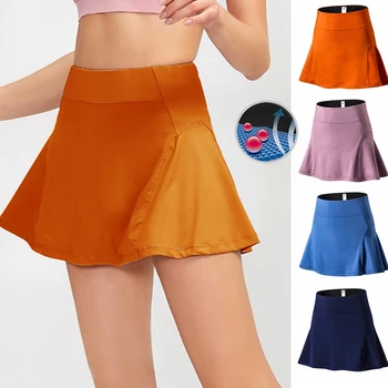 2021 Cintura Alta pantalones de Yoga Forro Deporte Falda de Tenis de secado Rápido Suelto Mujeres Faldas de Verano Bádminton de la Falda, con Bolsillo
