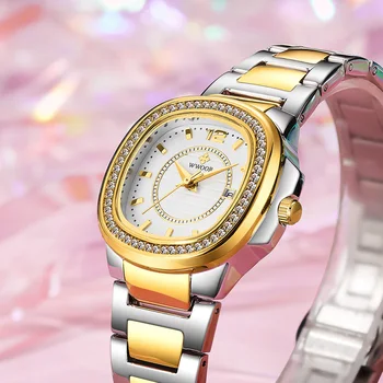 2021 Mujeres de Moda Reloj Cuadrado Vestido de las Señoras de Cuarzo Relojes de Pulsera WWOOR parte Superior de la Marca de Lujo de Diamantes de Oro de las Niñas Reloj zegarek damski