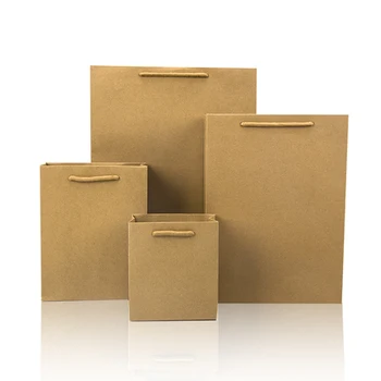 20pcs clásico sytle muestra marrón de papel del regalo de la bolsa de papel portátil conveniente para el negocio parte de mudarse de casa giftbag de cierre