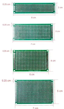 20pcs/lot 5x7 4x6 3x7 2x8cm de Doble cara Prototipo de Bricolaje Universal de Circuito Impreso PCB Placa Protoboard Para Arduino