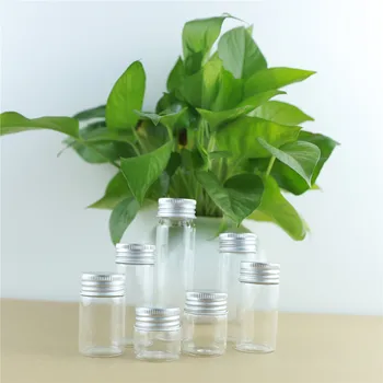 24PCS/lot Transparente de Vidrio de Botellas de Aluminio de 30mm Cap Lindo Frasco Ampollas DIY Craft Contenedor de Botellas de Perfume