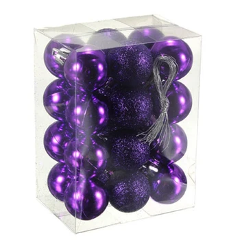 24Pcs Chic Adornos de Navidad Árbol de la Llanura de Brillo de NAVIDAD Ornamento de la Bola de la Decoración de color Púrpura