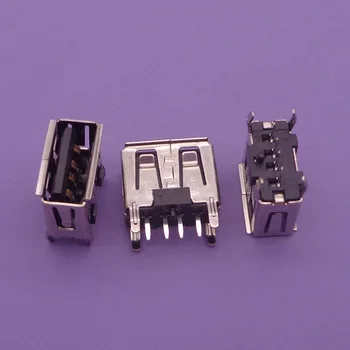 (25Pcs/lot) Un Tipo de Ángulo pequeño (180 Grados) 2.0 USB de 4 PINES Hembra USB Conector de PCB Zócalo, conector USB Plug (negro)
