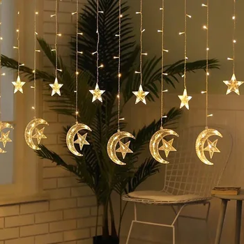 3.5 M LED Luces de Navidad de la Estrella de la Cortina de la Cadena de Luz de 220V de Hadas de la Luz al aire libre de Interior de la Guirnalda Para la Fiesta de la Boda Decoración navideña