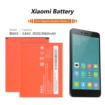 3.84 V 3060mAh BM45 de Litio Recargable Batería de Repuesto Genuino BM-45 BM 45 de la Batería Para el Xiaomi Redmi Note 2 Hongmi Note 2