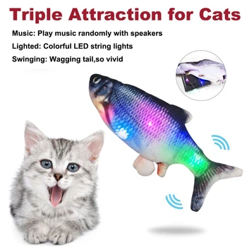 30CM Brillante Electrónica Gato de Juguete USB de Carga Eléctrica Simulación de Pescado Juguetes para Perro Gato Masticar Jugando Suministros de Dropshiping