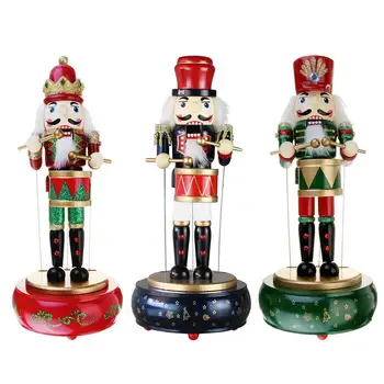 32cm de Madera Musical Cascanueces Cascanueces Muñeca Marioneta Caja de Música Para el Hogar de Navidad 2020 Decoración de Adornos Regalos Figuritas